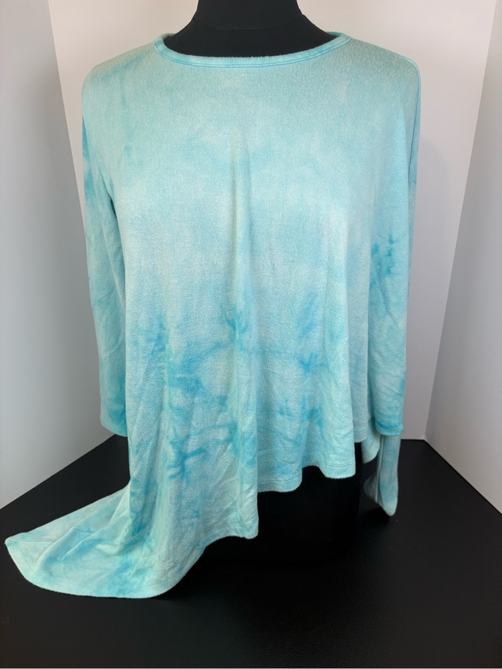french kyss Light Aqua Tie-Dye Long Sleeve Top